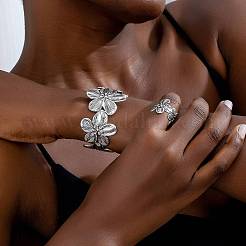 Наборы браслетов-манжет и колец-манжет из цветочного сплава&nbsp;FS-WG9C22C-02