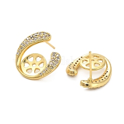 Фурнитура для сережек-гвоздиков U-образной формы из латуни с микропаве из прозрачных кубических цирконий&nbsp;KK-D102-10G