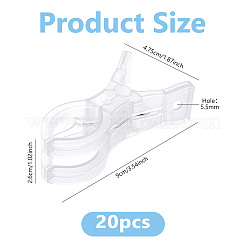 ABSプラスチック製物干しクリップ20個  透明  90x26x47.5mm  穴：5.5mm&nbsp;AJEW-WH0410-190A