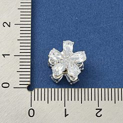 真鍮クリスタルラインストーンビーズ  カドミウムフリー＆鉛フリー  花  ブレスレット、イヤリングのための  銀  11.5x8.5mm  穴：1.2mm&nbsp;KK-I715-20S-01