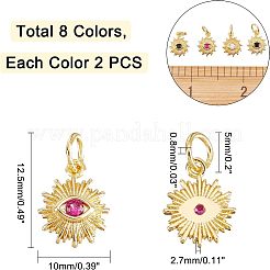 16шт 8 цвета латунные микро проложить кубический цирконий шармы KK-NB0001-39