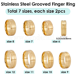 14 шт. 7 стиля из нержавеющей стали с рифлеными кольцами для пальцев&nbsp;STAS-SC0010-65G