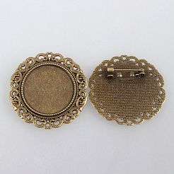 Broche de aleación Vintage cabochon bisel ajustes&nbsp;PALLOY-N0085-53AB-NF