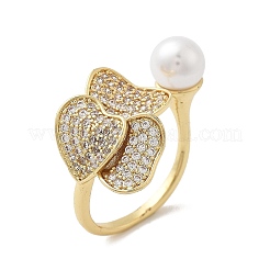 Manschettenringe aus Messing mit Mikropavé-Zirkonia für Damen&nbsp;RJEW-P129-02G