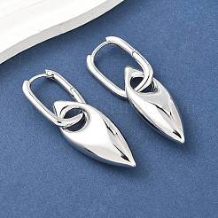女性用馬の目真鍮フープピアス  ラックめっき  持続的なメッキ  カドミウムフリー＆鉛フリー  プラチナ  55.5x16mm&nbsp;EJEW-U057-06D-02P