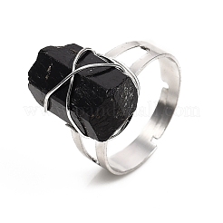 Регулируемые кольца на пальцы с натуральными драгоценными камнями в проволочной обмотке RJEW-I066-A