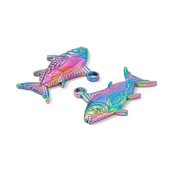 イオンプレーティング（IP）304ステンレスペンダント  魚のチャーム  虹色  19x29x3mm  穴：3mm&nbsp;STAS-K242-03M