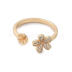 Кольцо-манжета из цветочной латуни с микропаве из кубического циркония&nbsp;LS-KK-A244-01A-G