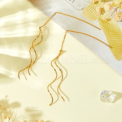 1 пара сережек-гвоздиков в форме волны из стерлингового серебра&nbsp;EJEW-HS0001-32G