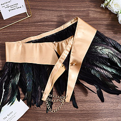 Накидка из натуральной кожи с куриными перьями AJEW-WH20067-002