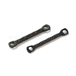 304ステンレススチールコネクタチャーム  テクスチャバーリンク  ブラック  15x2.5x1.2mm  穴：1.2mm&nbsp;STAS-Q323-09EB