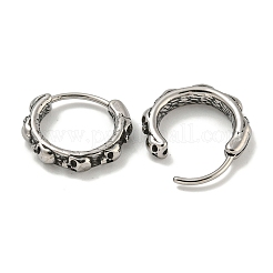 316サージカルステンレスフープピアス  スカル  アンティークシルバー  14.5x3mm&nbsp;EJEW-D096-23E-AS