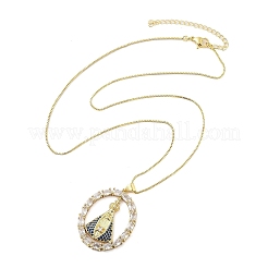 Messing-Halsketten mit klarem Kubikzirkonia-Anhänger Nossa Senhora Aparecida für Damen&nbsp;LS-NJEW-M009-05G-A