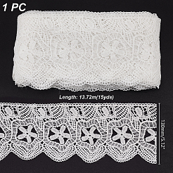 15 ярд хлопковой кружевной ленты с цветочной вышивкой OCOR-WH0086-91A