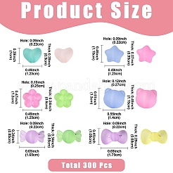 300 Stück 6 Stile mattierte transparente Acrylperlen&nbsp;FACR-YW0001-13