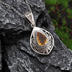 Подвески из сплава с топазом и стразами&nbsp;FS-WG9981E-01