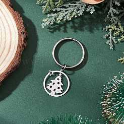 Кольцо с подвесными украшениями в виде рождественских елок из нержавеющей стали 201 KEYC-JKC01355