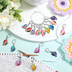 1 набор эмалевых маркеров стежков-подвесок в виде бабочек HJEW-SC0001-60