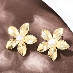 Серьги-гвоздики в виде цветка из латуни EJEW-C152-07D-G