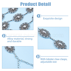 1 шт. тибетский стиль сплава цветочные звенья цепи ремни для женщин&nbsp;AJEW-HS0001-08