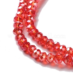 電気メッキガラスビーズセット  ABカラーメッキ  ファセットロンデル  レッド  3x2mm  穴：0.5mm  約135~140個/連  32~34cm&nbsp;X-EGLA-R048-2mm-03