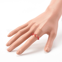 Ручная выпечка расписные стеклянные бусины эластичные кольца RJEW-JR00372