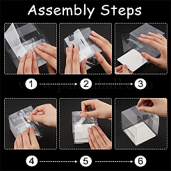 Складные квадратные прозрачные коробки для кексов для домашних животных&nbsp;CON-WH0088-28A