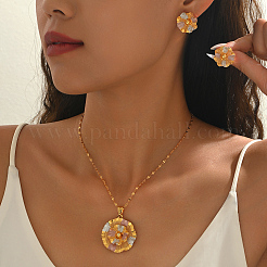 Комплекты из винтажных латунных серег-гвоздиков и ожерелий с подвесками в виде цветов для женщин&nbsp;GX0919