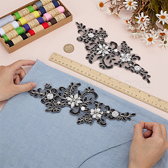 1 пара цветочных полиэстеровых аксессуаров с вышивкой стеклом и пришивным орнаментом&nbsp;PATC-FG0003-41