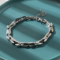 Браслеты из прямоугольных цепочек из нержавеющей стали 304 для мужчин и женщин BJEW-D042-46P