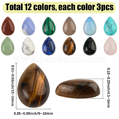 36 шт. 12 стиля кабошонов из натуральных и синтетических смешанных драгоценных камней&nbsp;G-SP0001-41
