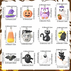 24шт 12 стиля Хэллоуин непрозрачные подвески из смолы&nbsp;RESI-YW0004-84