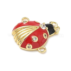 Звенья в виде божьей коровки из латуни с микропаве из прозрачного кубического циркония&nbsp;KK-I379-05G