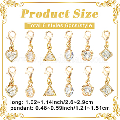 36 шт. 6 стильных подвесных украшений из сплава&nbsp;HJEW-YW00221