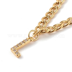 Colliers pendentif initiale en laiton micro pavé clair zircone cubique&nbsp;NJEW-JN03506