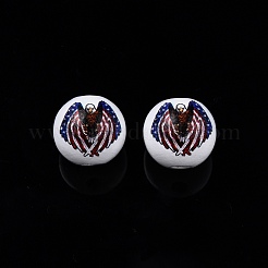 Деревянные бусины с принтом на тему Дня независимости WOOD-D006-08