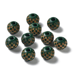 Деревянные бусины в клетку тартан с лазерной гравировкой WOOD-I011-01A-05