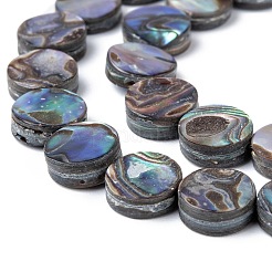 天然アワビシェル/パウアシェルビーズ連売り  フラットラウンド  カラフル  8x3mm  穴：0.5mm  約48個/連  16インチ&nbsp;LS-SSHEL-G003-5-8x3mm