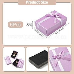 厚紙紙ジュエリーセットボックス6個  ちょう結びの長方形  ピンク  5.05x8x2.7cm&nbsp;AJEW-YW0001-35E