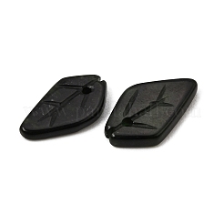 天然黒翡翠の彫刻ペンダント  葉のチャーム  15~19x9~10x1.5~2.5mm  穴：1.1mm&nbsp;GG-CBA36AE-05D