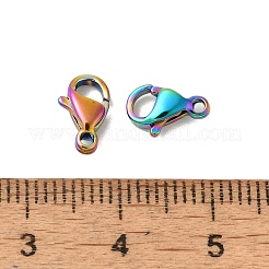 イオンプレーティング（IP）304ステンレススチールカニカン  オウムトリガークラスプ  虹色  12x7.5x3.5mm  穴：1.4mm&nbsp;STAS-AB12-M