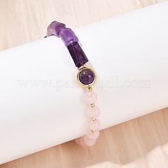 Браслеты из натурального розового кварца BJEW-G752-01G-06