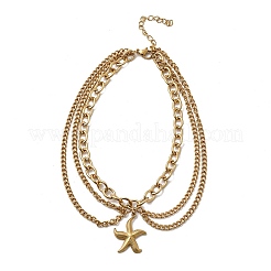 Женские браслеты на ногу Summer Beach из нержавеющей стали 304 с подвеской в виде морской звезды&nbsp;LS-AJEW-F069-01G