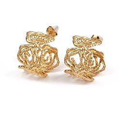 Серьги-гвоздики с полыми цветами из нержавеющей стали 304&nbsp;EJEW-A138-06G