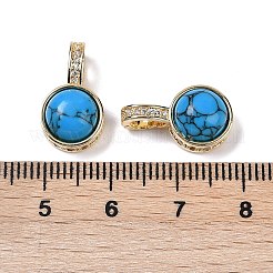 Подвески из латуни с фианитом и синтетической бирюзой KK-Q030-17G