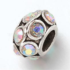 Rondelle тибетский стиль сплава горный хрусталь европейские большие шарики отверстия&nbsp;MPDL-F017-12I