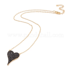 Collares con colgante de corazón de circonita cúbica micro pavé de latón&nbsp;NJEW-Z003-01B