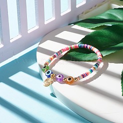 Braccialetto elastico fatto a mano con perline heishi in argilla polimerica&nbsp;BJEW-JB07279