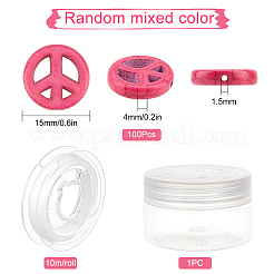 100 шт. синтетические бирюзовые бусины в виде знака мира&nbsp;DIY-SC0015-52