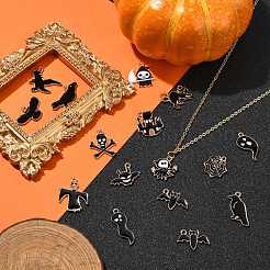 30pcs 15 Arten Halloween-Thema-Legierungs-Emaille-Anhänger&nbsp;ENAM-CJ0006-44